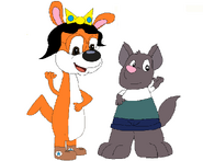 Him and Sophie as kangaroos,