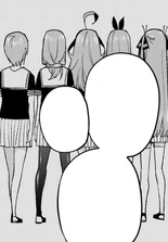 Las Quintillizas con el uniforme de la Escuela Kurobara