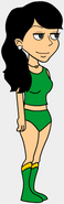 She wearing green bathing suit