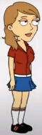 Ericina Wearing her Red Shirt, Blue Skirt and Black Running Shoes