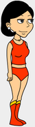 She wearing vermilion bathing suit