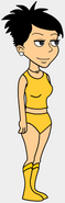 She wearing golden bathing suit