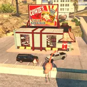 Cowie's FastFood (next to the Police station/Prison, You can also see the chute)
