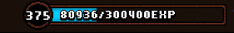 The player is level 375 and has already obtained 80936 exp in this level. 300400 exp in total are needed to pass this level.