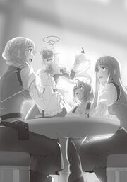 Padfoot Waitress, Cow Girl, Guild Girl, and Inspector take time to talk
