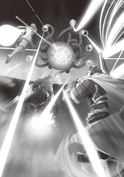 Goblin Slayer, Heavy Warrior, and Spearman do battle against the Big Eye Monster