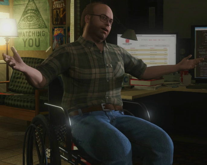 GTA 5 really has expanded, Lester is sitting on 2 chairs : r