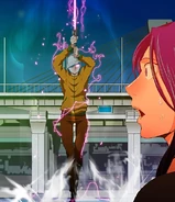 Hiro channelling lightning through his sword