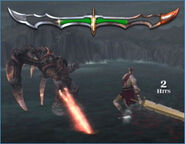 Kratos and Ares duel on the Aegean Sea.