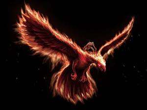 Arte conceptual de Kratos montado en el Fénix.