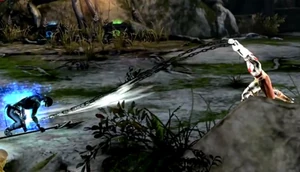 Kratos usando la Exploción Inamovible.
