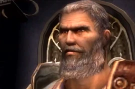 Teseo mirando a Kratos.