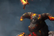 Kratos luchando contra un Minotauro Titán (III).