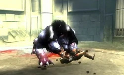 Jasón siendo devorado por el Cerbero Mole.