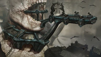 Arte conceptual de la boca de Egeón el Hecatónquiro.