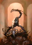 Kratos ripping Medusa Head.