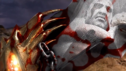 Why does Kratos have his blades reversed in the cutscenes in the