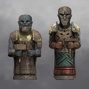 Wooden carvings of the Huldra Brothers