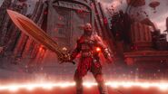 Kratos wielding the Blade while using Spartan Legacy in God of War Ragnarök: Valhalla