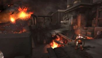Kratos en la Isla de Creta tras la erupción del volcán (II).