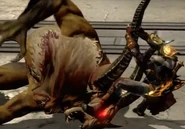 Kratos about to kill a Chimera