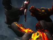Kratos luchando contra un Minotauro Titán (IV).