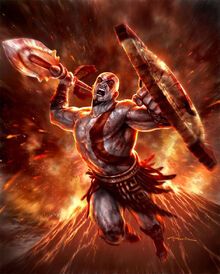 Kratos con las Armas de Esparta