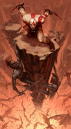 Artwork from Kratos' first descent into the Underworld.