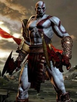 Kratos pelando en color rojo