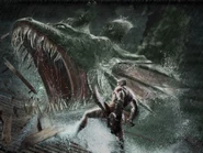 Kratos Fighting Against Hydra.