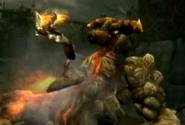 Kratos luchando contra un Minotauro Titán (II).