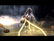 Zeus attempts to electrocute Kratos to death