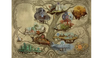 The Norse world and its Nine Realms on the branches of Yggdrasil.