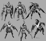 Diseños conceptuales distintos para los Guardianes Bestia (II).