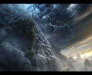 Titans scaling Mount Olympus' sides