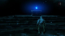 Pandora guiando a Kratos hacia la caja.