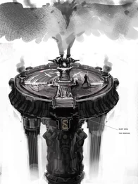 Boceto de desarrollo de la plataforma del Fénix en el Palacio de los Hados.