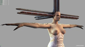 Modelo 3D con los brazos y las culebras extendidas de la Serpiente Gorgona.