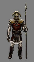 Arte conceptual finalmente no utilizado de un Soldado de Creta.