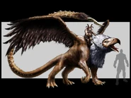 Early drawing of Beast Lord riding a Griffin