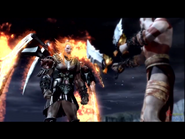 Kratos using the Blades against Ares