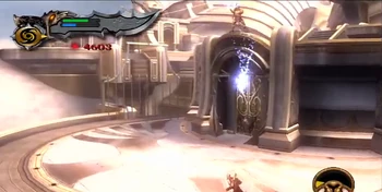 Teseo atacando desde lejos.