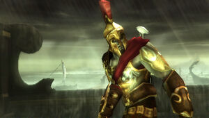 Kratos usando el traje Legionario.
