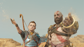 Atreus y Kratos esparciendo las cenizas de Faye