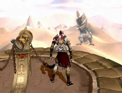 Cronos sosteniendo el templo de pandora