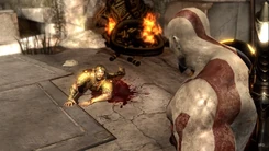 Elio cerca di convincere il Fantasma di Sparta a risparmiarlo e ad aiutarlo a salvarsi.