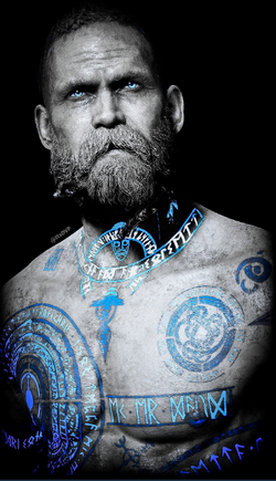 Tattoo uploaded by Oleksandr [Tattooist] • Baldur - the God of Light, son  of Odin, Thor's brother. Character from God of War (2018). Cover-up, 2  sessions. ▫ #тату #Балдур #trigram #tattoo #Baldur #