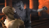 El Fantasma de Kratos abalanzandose hacia Kratos.