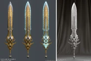 Concept art of the Blade of Olympus in God of War Ragnarök: Valhalla