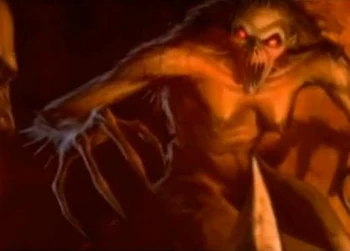 Calisto transformada en una bestia en el vídeo de bonificación "La Historia de Kratos".